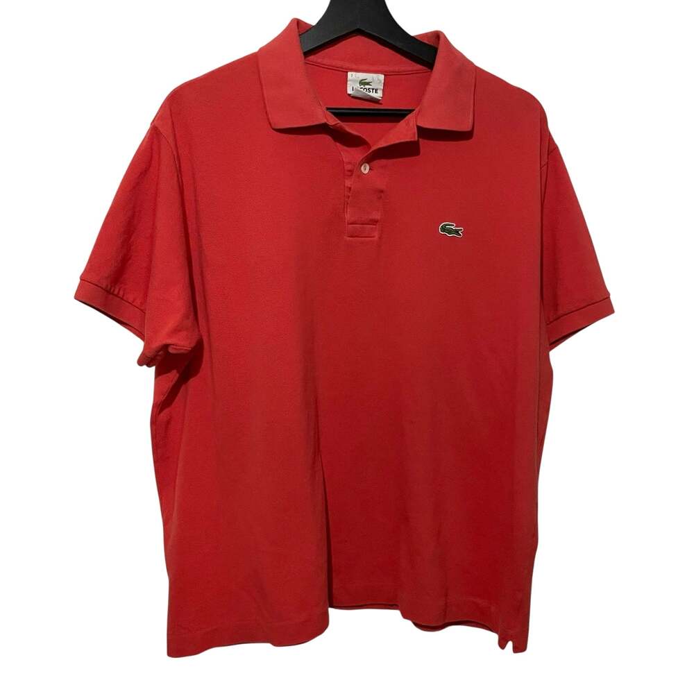 Lacoste Mens Polo Shirt Size 7 2XL Orange Pique Polo Short Sleeve Cotton Casual